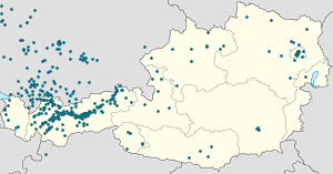 Kort over Tyrol med tags til hver supporter 