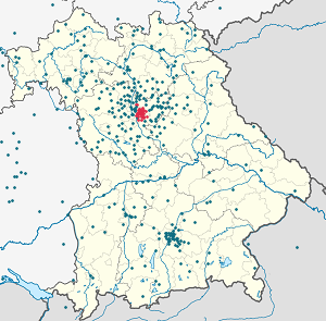 Kort over Nürnberg med tags til hver supporter 