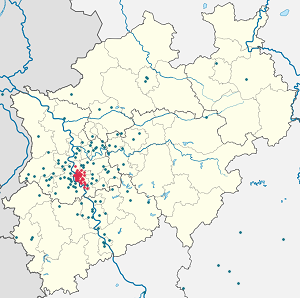 Карта на Дюселдорф с маркери за всеки поддръжник