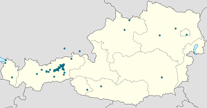 Mapa mesta Schwaz so značkami pre jednotlivých podporovateľov