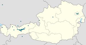Mapa mesta Innsbruck so značkami pre jednotlivých podporovateľov