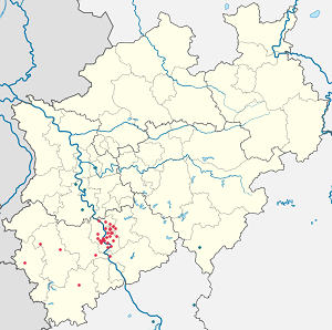 Mapa mesta Regierungsbezirk Köln so značkami pre jednotlivých podporovateľov