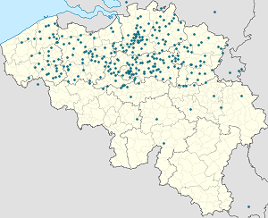 Mapa mesta Belgicko so značkami pre jednotlivých podporovateľov