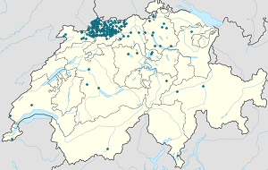 Karta över Basel-Landschaft med taggar för varje stödjare