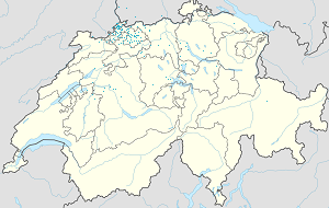 Mapa mesta Bazilej-vidiek so značkami pre jednotlivých podporovateľov