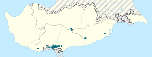 Mapa mesta Cyprus so značkami pre jednotlivých podporovateľov