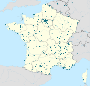 Mapa mesta Francúzsko so značkami pre jednotlivých podporovateľov