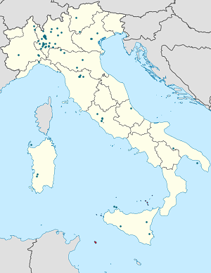 Kart over Pavia med markører for hver supporter