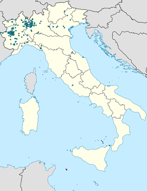 Mapa mesta Avigliana so značkami pre jednotlivých podporovateľov