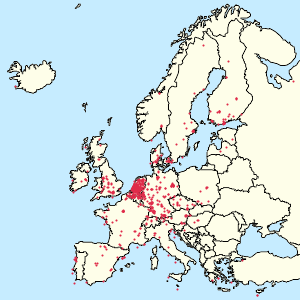 Map of European Union with markings for the individual supporters