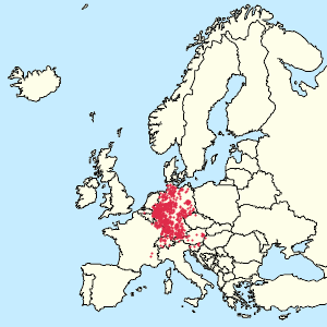 Map of European Union with markings for the individual supporters